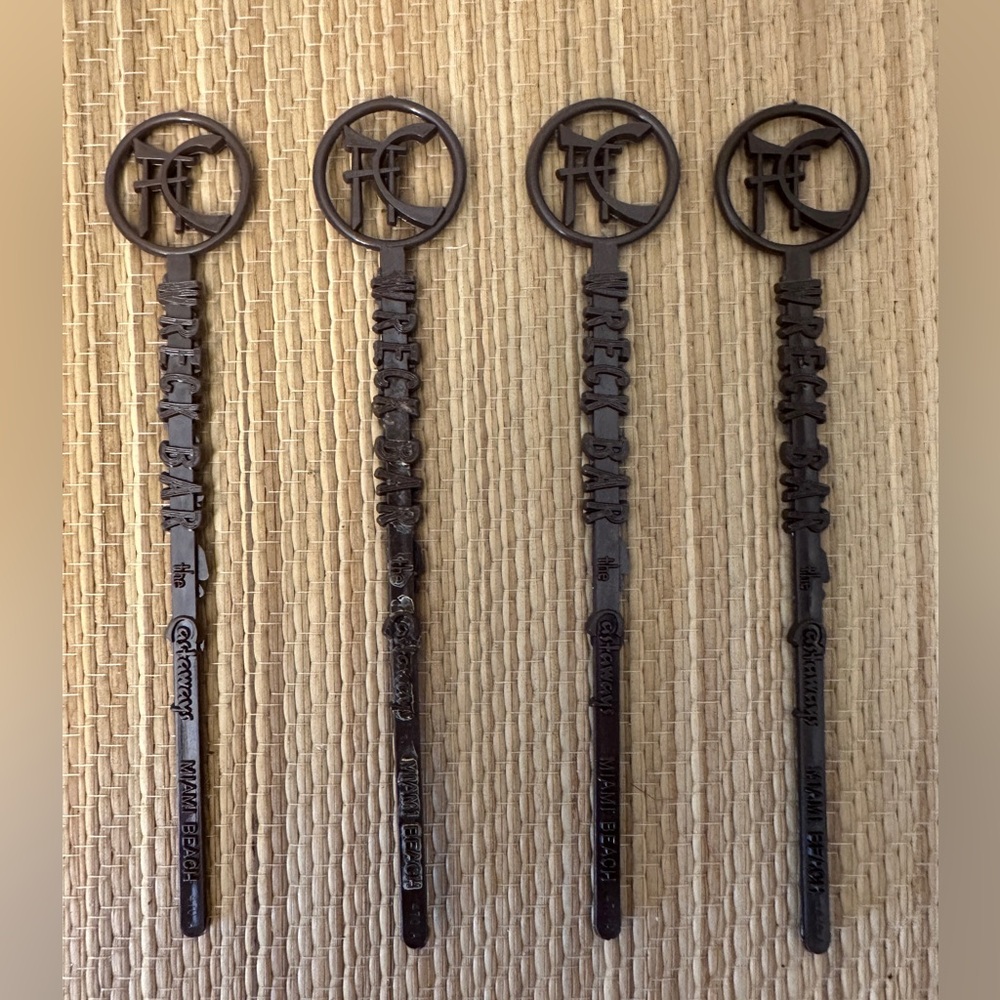 Vintage Swizzle Sticks Set Of 4 Wreck Bar the Castaways Miami Beach